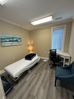 Private treatment room for massage, nutrition, or counseling.