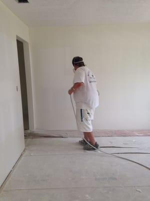 Spraying out new construction home!