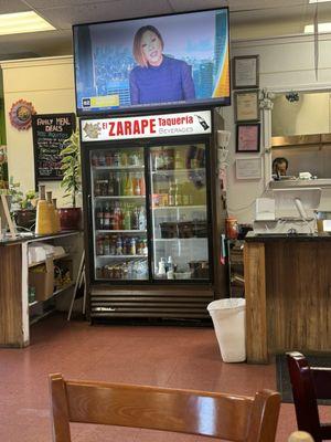 Drinks for sale, and you can watch TV...