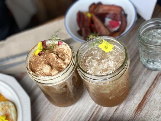 Coffee with cinnamon and cream Bubbles & syrup drink.