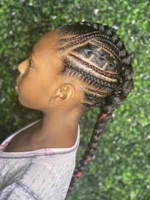 Kids braid style with hair added