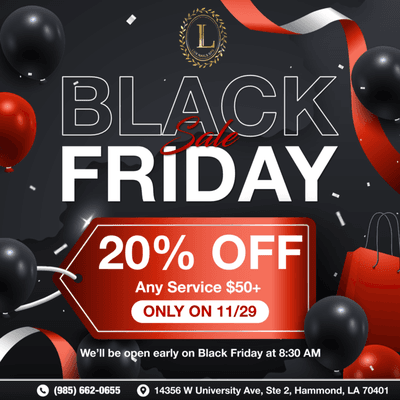 Black Friday Sale at Lux Nail Spa! 

 Get 20% OFF any service of $50+ for ONE DAY ONLY!