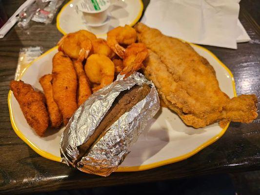 Shrimp and flounder with scallops