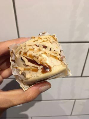 Coconut caramel macaron ice cream