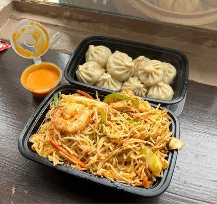 Momo Chicken Dumplings & Mixed Chowmein.  So delicious.