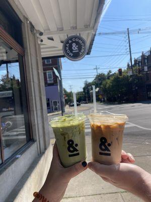 Lavender Iced Matcha & White Mocha Iced Latte