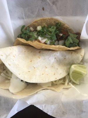 #1 street taco with pork, gringo with steak