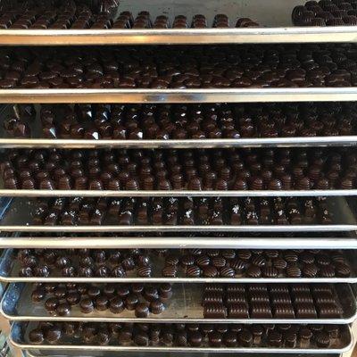 Chocolates waiting for packaging.