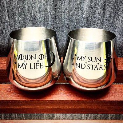 Stainless Steel Wine Glasses with Game of Thrones designs