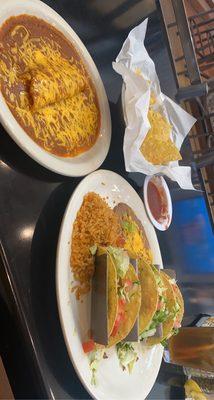 Crispy Tacos & 1 cheese enchilada.