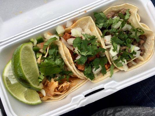 Tacos: chicken, pastor, asada