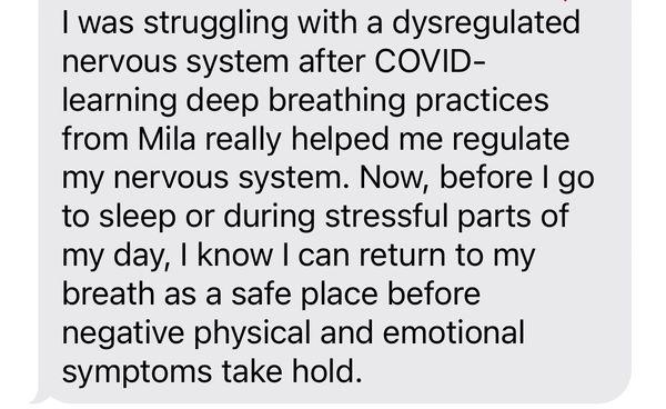 Testimonial from a client struggling with Covid after a few neuro lymphatic sessions.