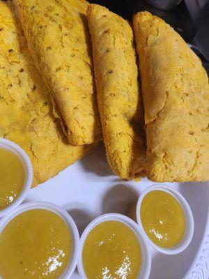 Jamaican patties and special mango sauce