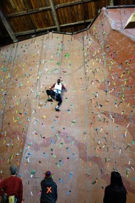 Walls top out at a good 30-40'.  Overhang area on the right of this picture is an awesome area with challenging routes.