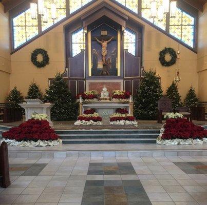 The alter during Christmas.