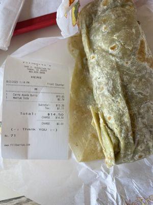 $15 for burrito and beverage does not include chips and salsa?