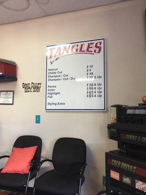 Pricing for haircuts, styling and shampoo!