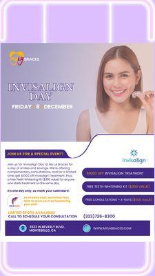 Join us on Invisalign day this Friday  12/8/23 ! Free consultations, free food, free teeth whitening & more!