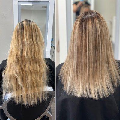 Ombré balayage highlights and haircut