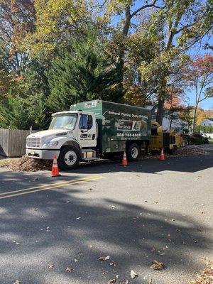 Trucks parking on top of our piled leaves and then just leaving the scene of the mess afterwards