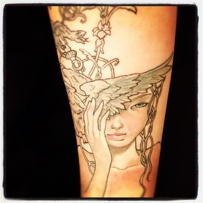 Tattoo Artist Eric James from a painting by Audrey Kawasaki