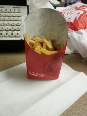 So I ordered a medium sized meal and got a medium box with small fries.