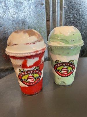 Red Raspberry Swirl Gelati and "Mint Froggy-Frog" and Vanilla Gelati