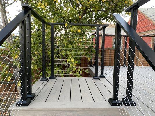 New Trex Lineage "Biscayne" decking engineered to stay cool on hot days. Stainless steel railings from CityPost.