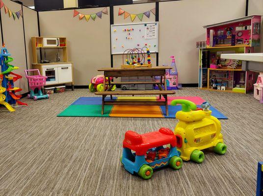 The playroom is geared towards encouraging age-appropriate play for our younger clients.