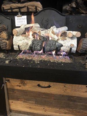 New charred white mountain birch log set. In stock now.