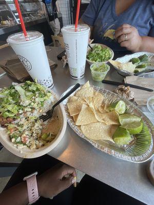 Chicken bowl and steak bowl (I always bring my lime ‍)