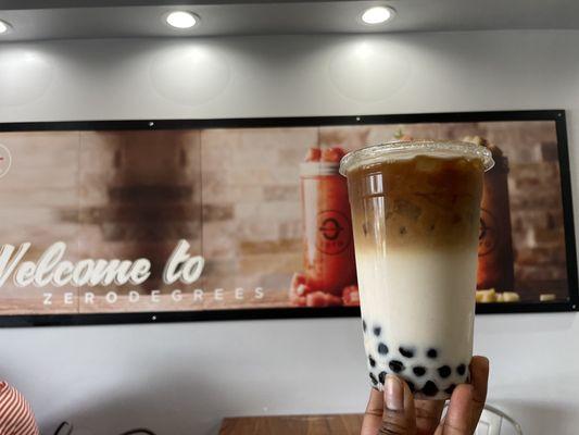 Coffee Horchata with Honey Boba