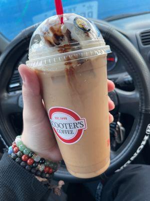 Large iced espresso turtle latte