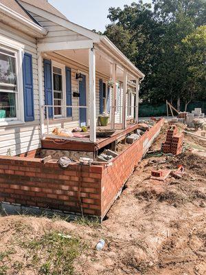 Brick porch in the works