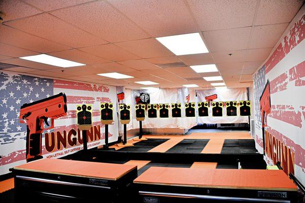 UNGUNN's new indoor shooting range. Now open for shooting the Byrna non lethal pistols and rifles.