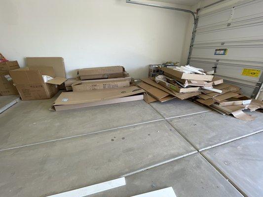 Piles of cardboard from moving