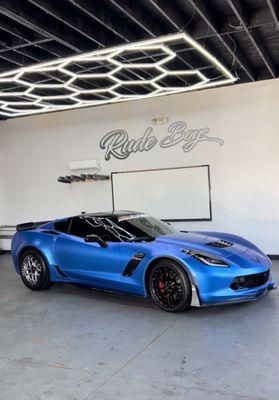 Chevy Corvette Z06 Wrapped in 3M Satin Blue