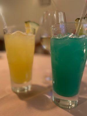 Blue Hawaiian and another specialty cocktail