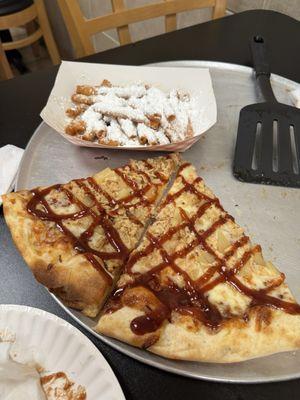 Texas BBQ Chicken Pizza with pineapple; Funnel Fries