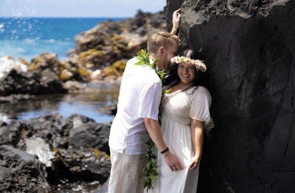 Black sand beach wedding