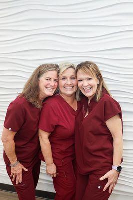 Our wonderful Hygienists: Sue, Shannon, and Marta!