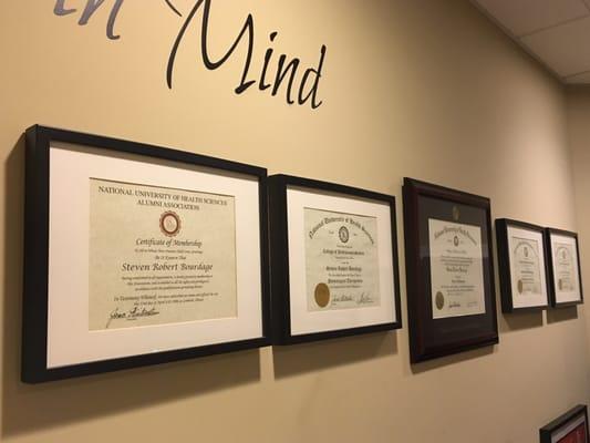 Dr. Bourdage's certificates