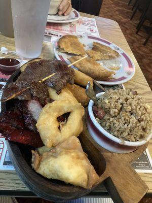 Pu pu platter for 1 $13.95. So good!!!