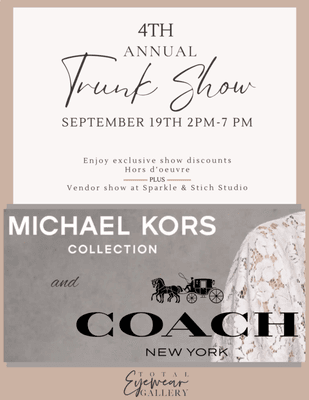 Michael Kors & Coach complete collections will be in the gallery September 19th from 2-7