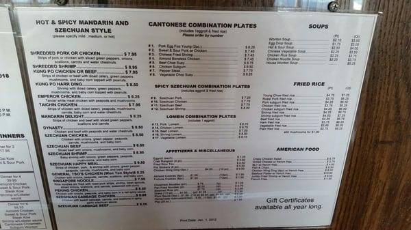 Take-out menu page 2