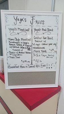 YaYa's Specials!