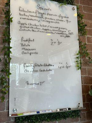 Specials menu