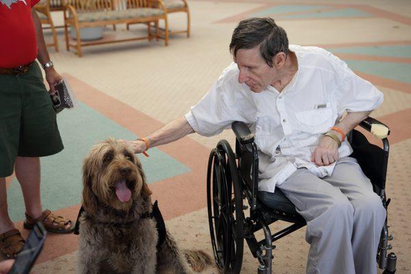 Gander, National Service Dog of the Year, visits on Father's Day.