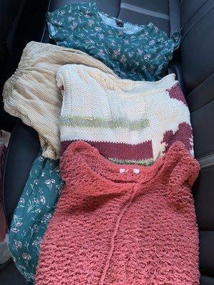 Free People, vintage sweater, & more.