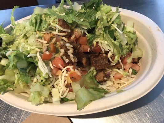 Steak bowl with the fixings.. $1.95 extra for guacamole?  Come on!